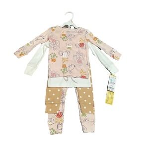 Infant Clothes Carters 4 Piece Set Size 12 Months Animal Pink Yellow Pajamas